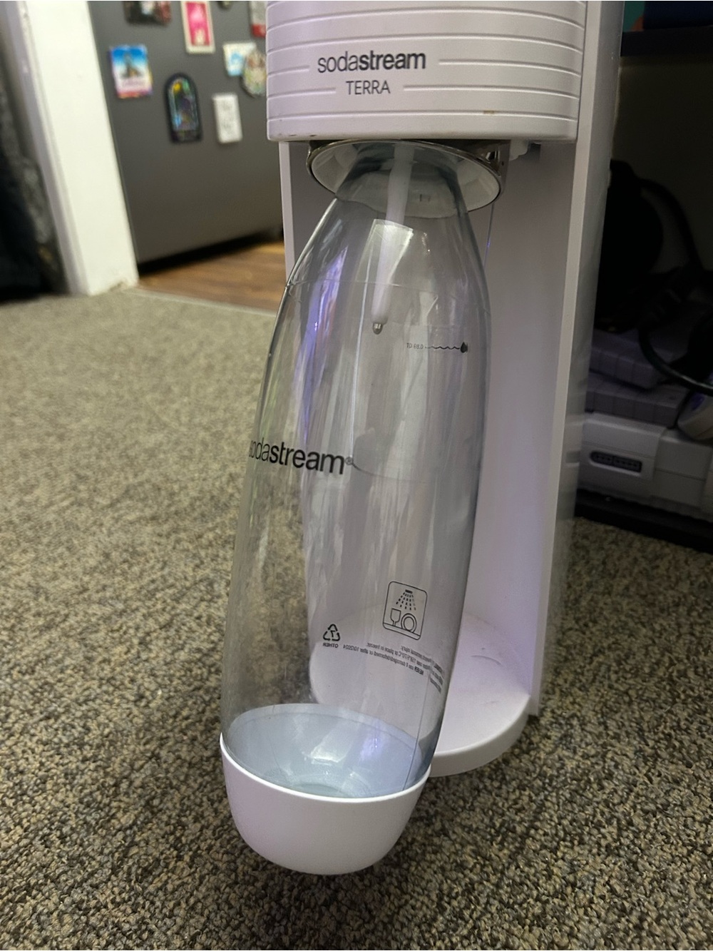 SodaStream Terra White Home Carbonator with Clear Reusable Bottle
